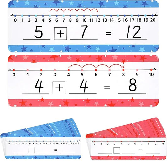 32 Pack Dry Erase Number Line Board Card Lapboard Double Sided Writable and Erasable Board Card Featuring 0-10 Number Line On One Side 0-20 On The Other for Kids Students Math Manipulatives (11.5”x4”)