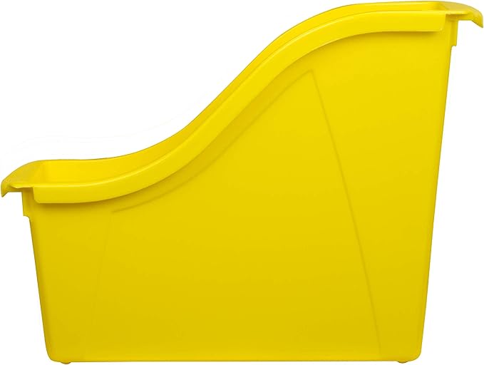 Storex Small Book Bin – Interlocking Plastic Organizer for Home, Office and Classroom, STEM Yellow, 6-Pack (71112A06C)