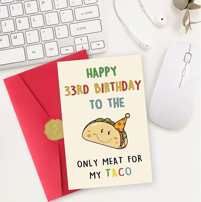 Funny 33rd Birthday Gifts for Men Man, Unique 33 Years Old Birthday Decorations Gifts for Husband Boyfriend, Happy 33rd Bday Card Gifts for Him, Taco 33 Mens Bday Ideas from Wife Girlfriend