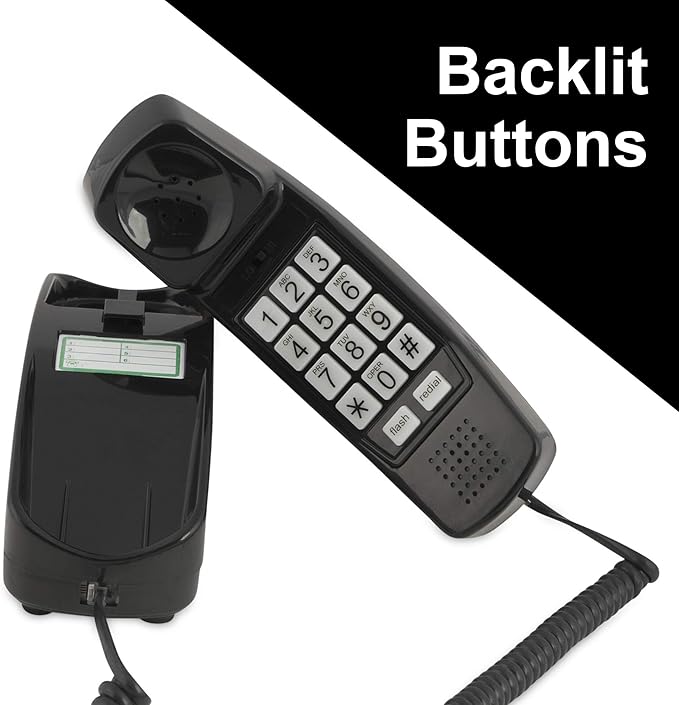 iSoHo Big Button Corded Phone for Seniors – Easy-to-Use Landline with Lighted Keypad, Ergonomic Handset & No Power Needed – Retro Home Phone for Elderly, Visually Impaired & Hard of Hearing, Black