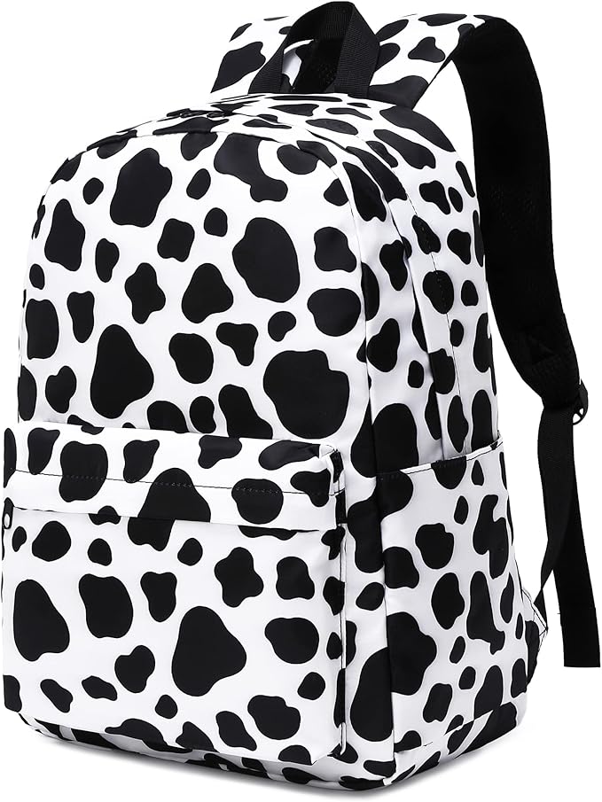 Cow Print School Backpack for Teens Girls, Womens College Bookbags Kids School Bags Laptop Backpacks