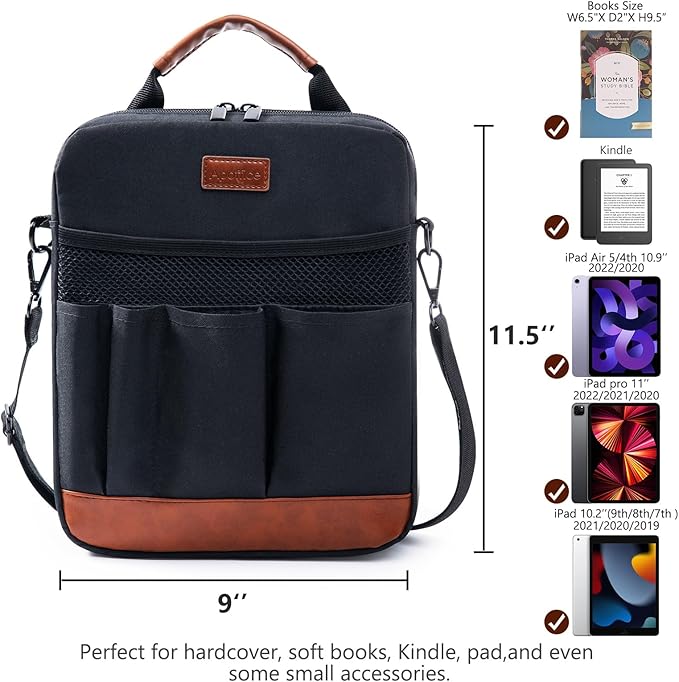 Book Sleeve with Zipper, Book Covers for Book Lovers, Multi-pocket Book Protector Cover with Shoulder Strap,Book Bag for Ipaad, kidle - Back to School Book Accessories