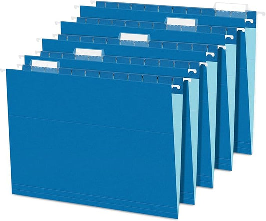 SUNEE 25 Pack Hanging File Folders, Blue Folders, Hanging File Folders Letter Size with 1/5-cut Tabs, Stay Organized for Your Home and Office Bulk File and Documents