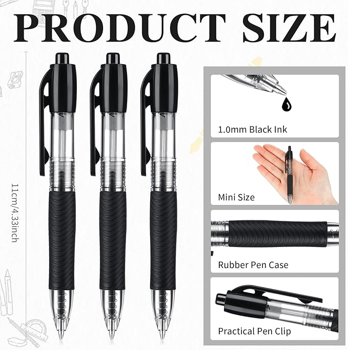 Mini Ballpoint Pens Small Pocket 1.0mm Black Ink Pens Short Pen for Badge Office School Teacher Classroom Student Gifts