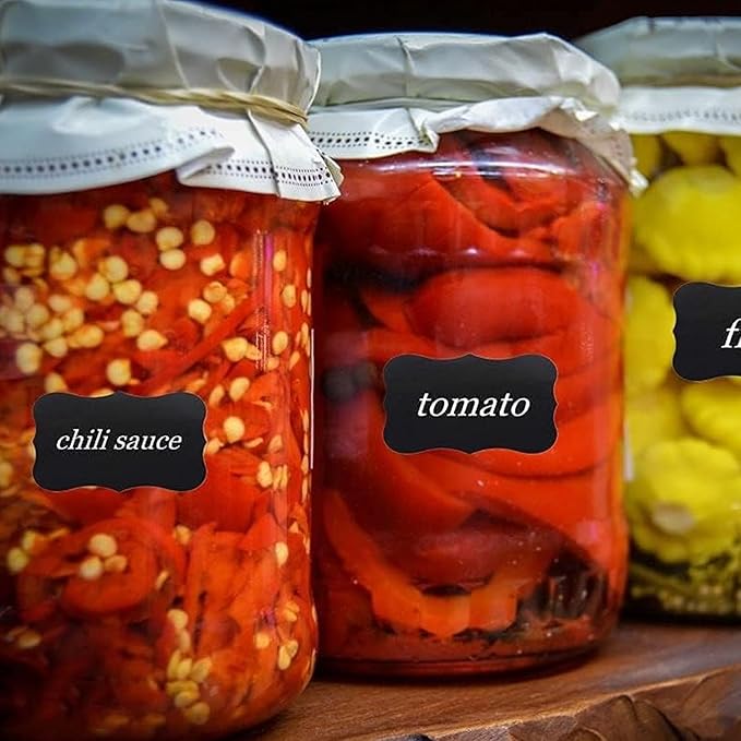 Wavy Shape Chalkboard Labels,Erasable Reusable Blackboard Stickers with 1 Liquid Chalk Pen,150 Pieces,for Jars, Spice, Craft, Home, Kitchen, Parties Decoration, Craft Rooms, Weddings