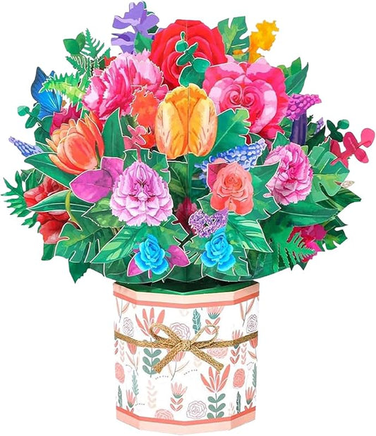 Rose Carnation Pop Up Card, 3D Flower Greeting Card with Envelopes for Any Occasion, Birthday, Mother's Day, Anniversary, Valentines Day, Handmade Gifts, Foldable Flower Cards for Friends