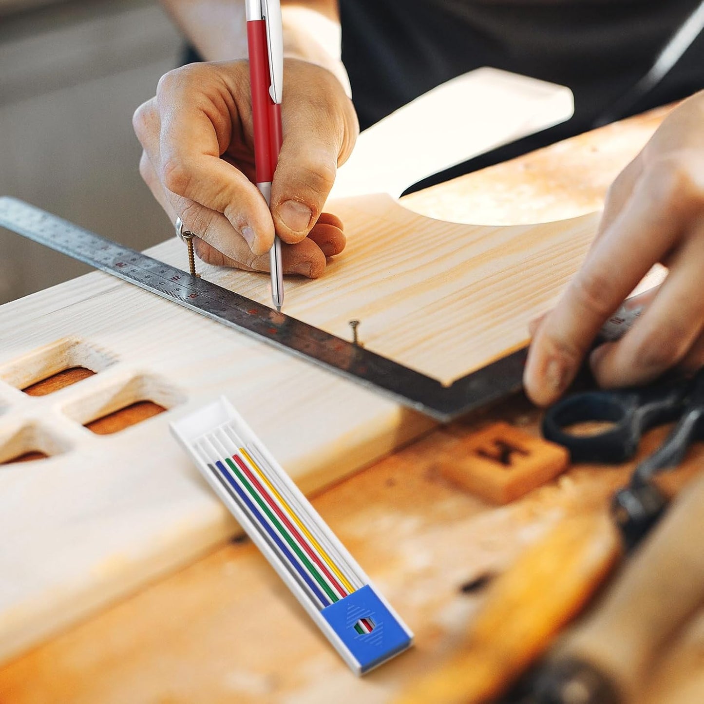 Spakon 60 Pcs 2.8mm Lead Refill Carpenter Construction Pencils Marker Lead Refills Dry Mechanical Woodworking Pencil Tools for Writing Drawing Drafting (Multicolor)