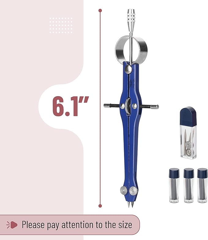 Mr. Pen- Professional Compass with Lock and Free Life TIME Lead Replacement, Compass for Geometry, Spring Bow Compass, Precision Compass Math, Drafting Compass, Compass Drawing, Metal Compass