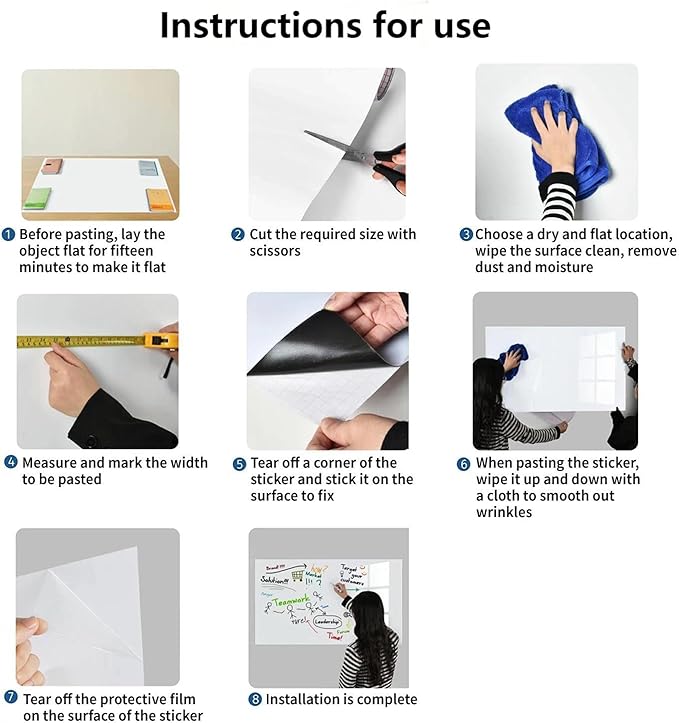 Magnetic Whiteboard Contact Paper, 18" x 24" Stick on Magnetic Dry Erase White Board Sticker on Wall, Easy to Write for Kids Drawing, School, Office, Kitchen Fridge