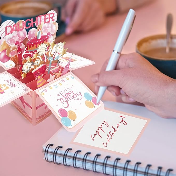 Asmallgf Sweet Birthday Gifts Cards for Daughter, Best Gift Ideas from Mom Dad, Happy Bday 3D Card for Daughter Adult Kid Girl