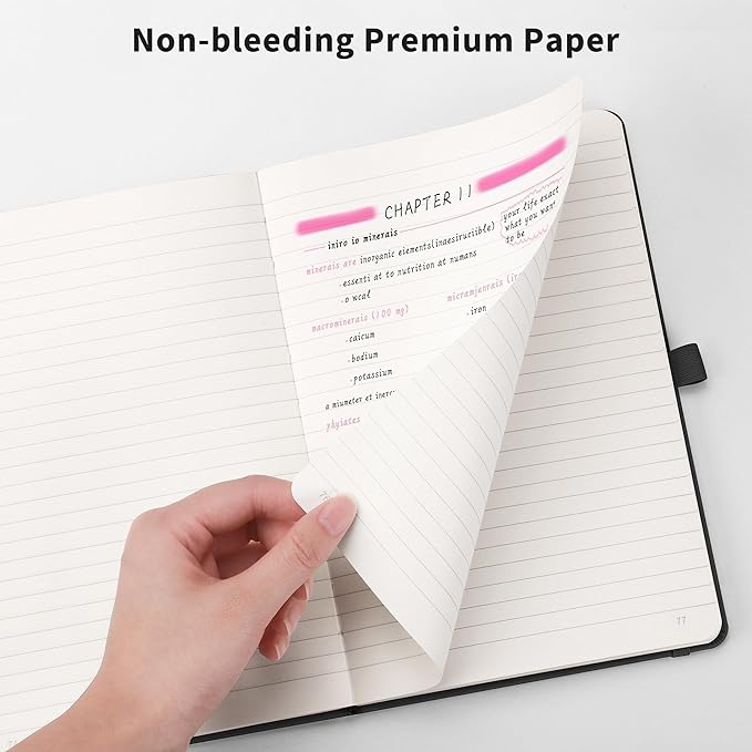 RETTACY Journaling Notebooks, A5 Lined Journal Notebook with 192 Numbered Pages, 5.7'' × 8.3'' Medium Size, for Writing, Work, Office, Leather Hardcover, 100 GSM Thick Paper (Rose Gold)