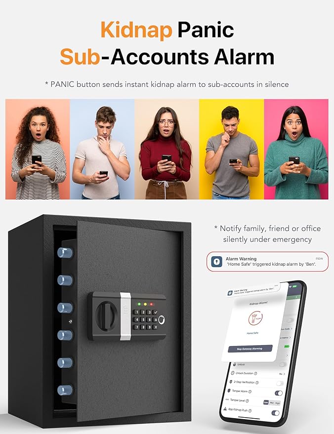 FORFEND Smart Home Safe | WiFi Safe Box App Lock/Alarm | Voice Command, Kidnap Alarm, Tamper Detect, Frozen Mode, Sub Account| Digital Safe Anti Theft