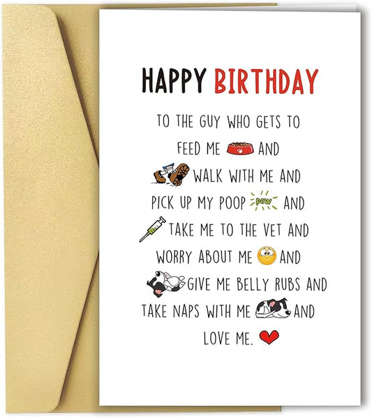 Ziwenhu Dog Dad Birthday Card, 8 x 5.3 inches, Recycled 300gsm Linen Cardstock, Blank Inside