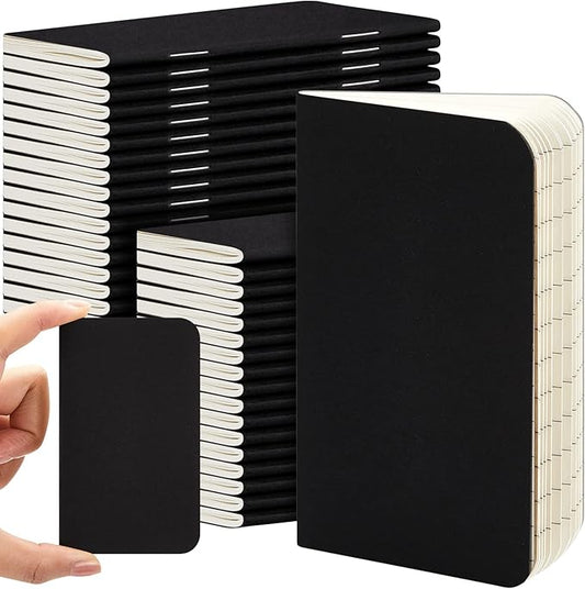 Outus 36 Pcs Pocket Notebook Mini Journal 2.5" x 4" Kraft Paper Mini Notepad Bulk Softcover Pocket Notepad Memo Diary Subject Notebooks for Student Traveler School(Black)