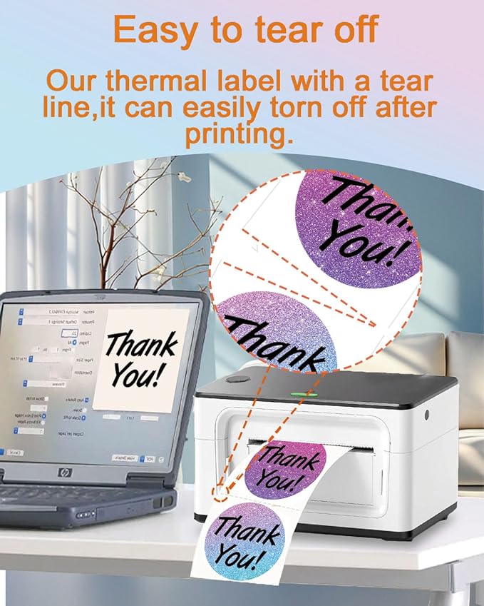 2inch Square Thermal Labels Self-Adhesive, 420 Sheets/3 Roll Printer Labels for Business and Home, Thermal Sticker for/Shipping/Packaging/DIY Logo Design/Thanks Card/Inventory