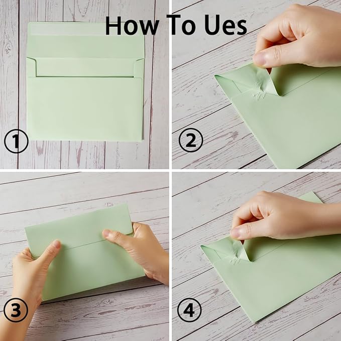Wishop 50 Pack Self-Adhesive Envelopes with Fold Cards for Wedding Invitations, Greeting Cards, Baby Shower, Letter Mailing (Colorful, 5x7)