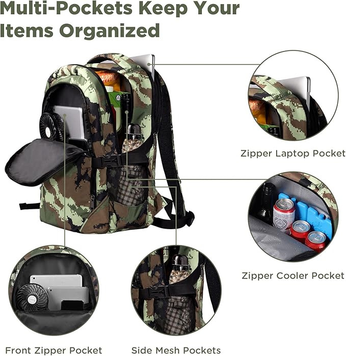 OUTXE Cooler Backpack Insulated 22L Lunch Backpack Cooler Bag Daily Backpack Work-Camo