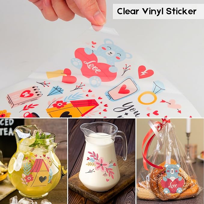 Premium Printable Clear Vinyl Sticker Paper for Inkjet Printers, 30 Sheets Transparent Paper of 8.5x11 "DIY Personalized Self-adhesive Paper That is Tear Resistant, Waterproof Labels,Easy to Cut