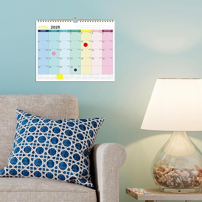2025 Wall Calendar - 12 Month Hanging Calendar, January 2025 - December 2025, 11 x 8.5 inches, Julian Dates, Colorful Design, Suitable for Hanging on the Wall, Suitable for School Home Office Planning Organizing
