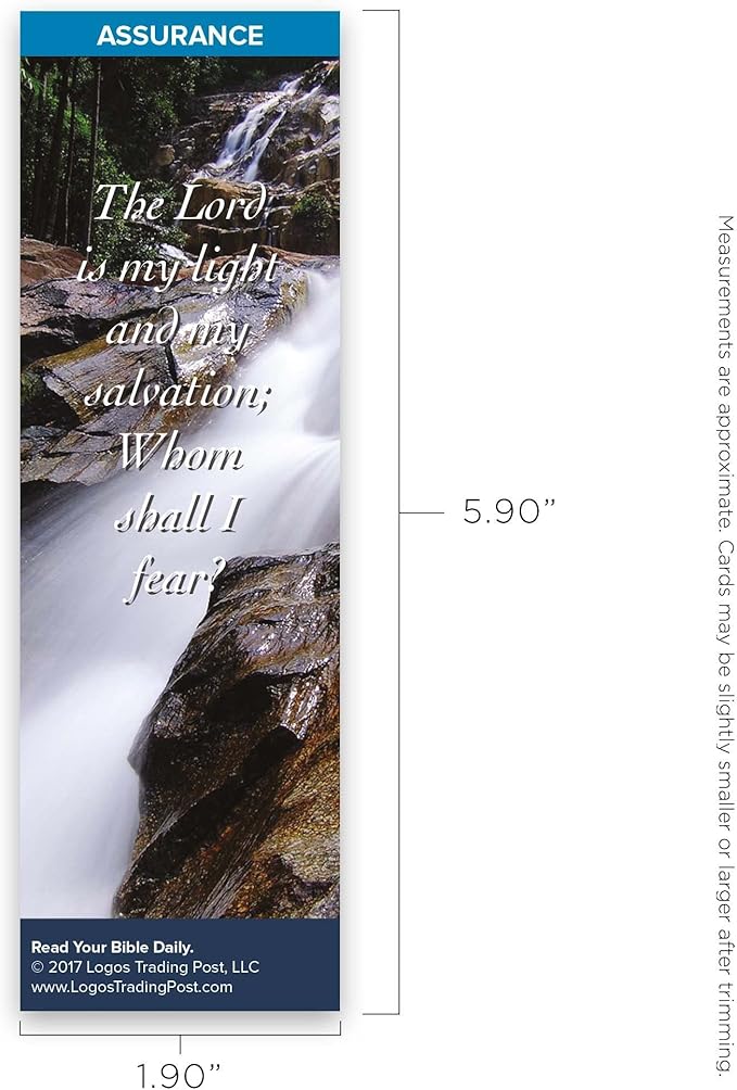 Christian Bookmark with Bible Verse, Pack of 25, Assurance Themed, The Lord is My Light and My Salvation Bookmarks, Psalm 27:1-3