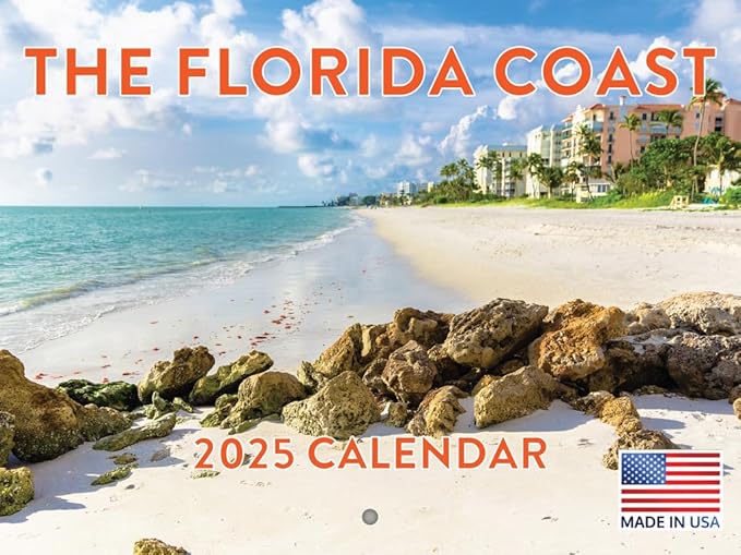 Florida Beach Calendar 2025 Florida Coast Monthly Wall Calender 12 Month | American Made In The USA