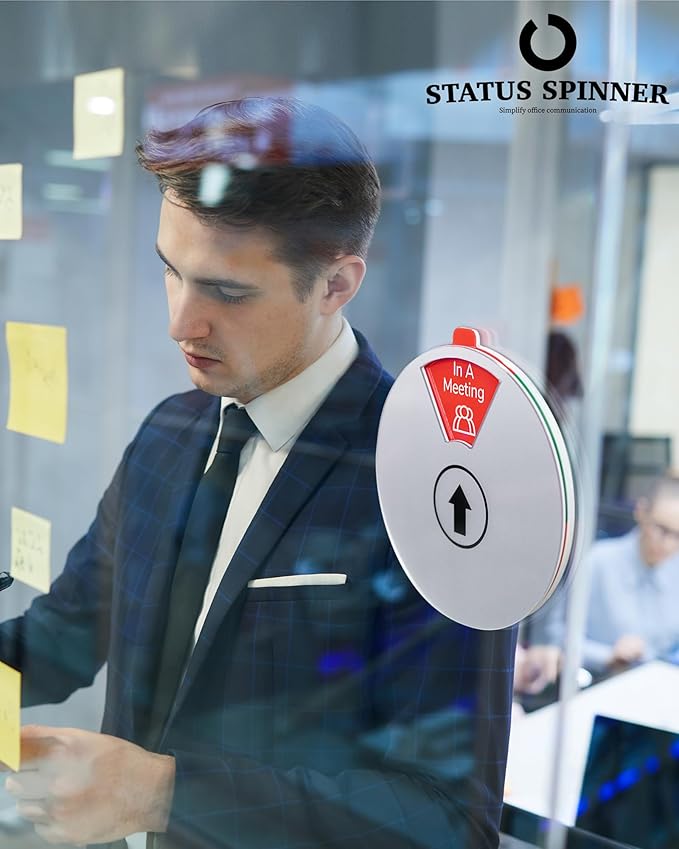 Out Of Office Sign for Door, 6 Options Status Private Sign, In a Meeting, Do Not Disturb, Working Remotely, In Out Sign Available and Away