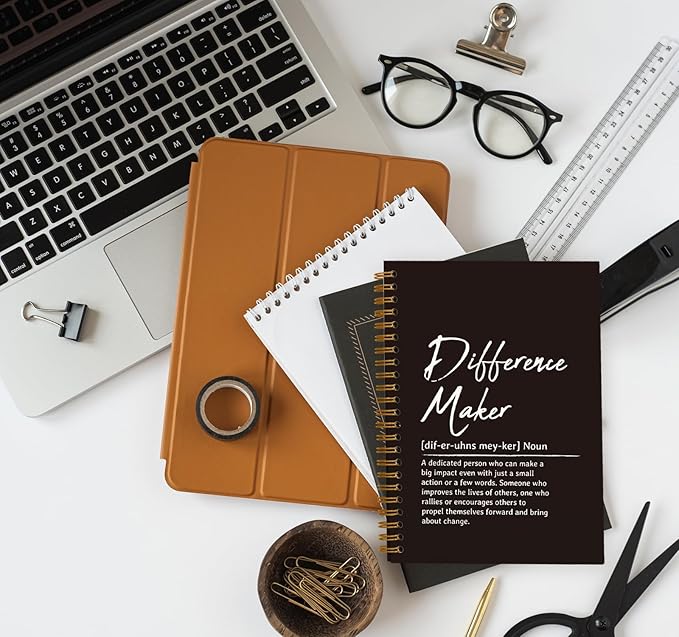 Difference Maker Gift Notebook Journal, Office Meeting Notebook for Work, Thank You Gifts for Leader Mentor Boss, Office Supplies Leadership Gifts Journal, Hardcover Spiral Notebook 5.5 x 8.3