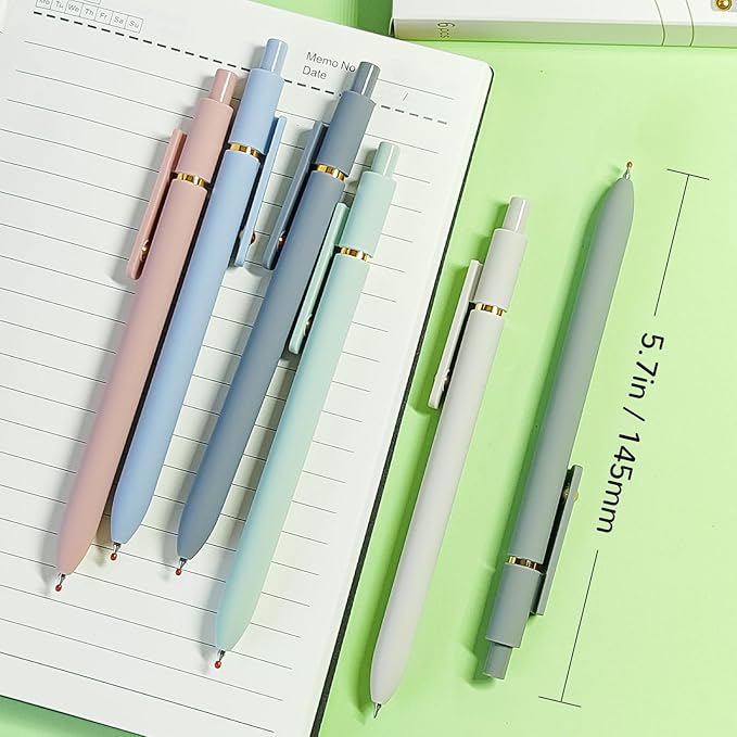 UIXJODO Gel Pens, 6 Pcs Black Ink Pens for Women, 0.5mm Fine Point Smooth Writing Pens, High-End Series Retractable Pens for Journaling Note Taking (6 Pcs Gold Morandi)