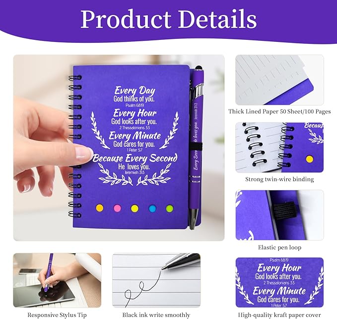 40 Pcs Bulk Christian Gifts Prayer Journal for Woman - 20 Set Religious Notepad with Christian Pen - Bible Notebook - Church Gifts for Mother's Day, Bible Study, and Family Devotions ( Elegant )