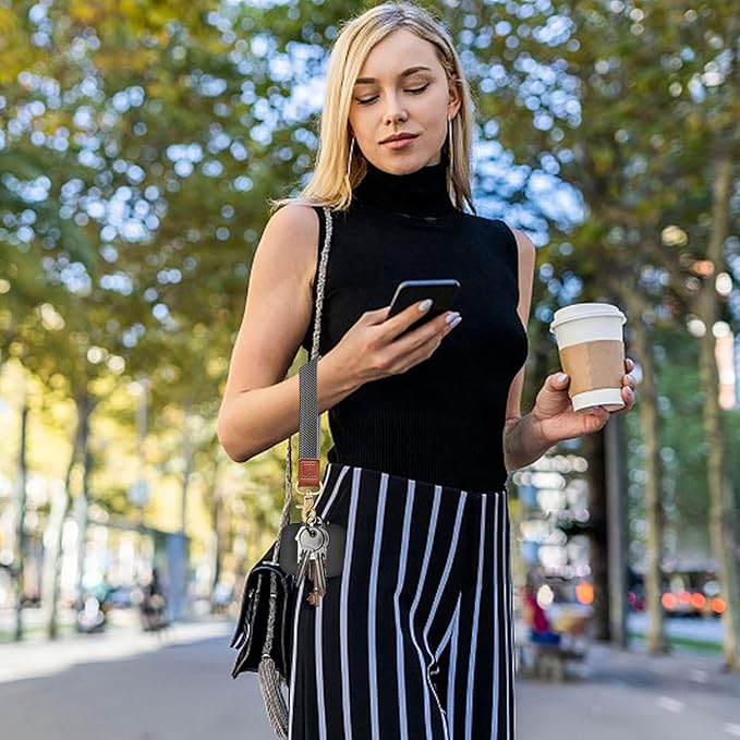 Fishent Stretchy Wristlet Keychain,Braided Cute Wrist Lanyards for Keys, Key Chain Holder for Women Men, Wrist Strap Keychain for Car Keys Phone Camera Wallet ID Badges Card (Space Gray)