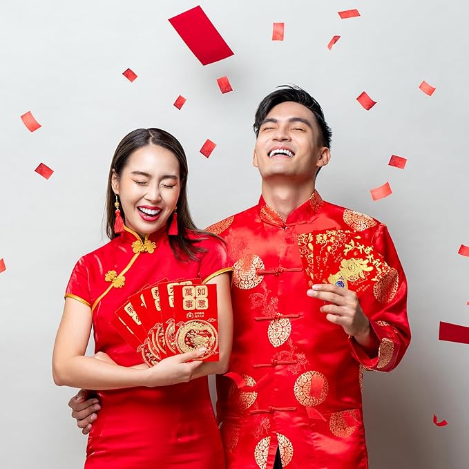 48 Pcs Chinese Red Envelopes 2024 Lucky Money Envelopes Hong Bao Red Pocket Envelope for Money Year of the Dragon 2024 Gifts for Spring Festival Wedding Birthday