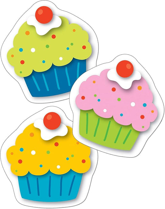 Carson Dellosa 36 Cardstock Colorful Cupcakes Cutouts, Birthday Bulletin Board Decorations, Cupcake Cutouts for Bulletin Boards, Birthday Cupcake Cutouts for Birthdays, Happy Birthday Classroom Décor