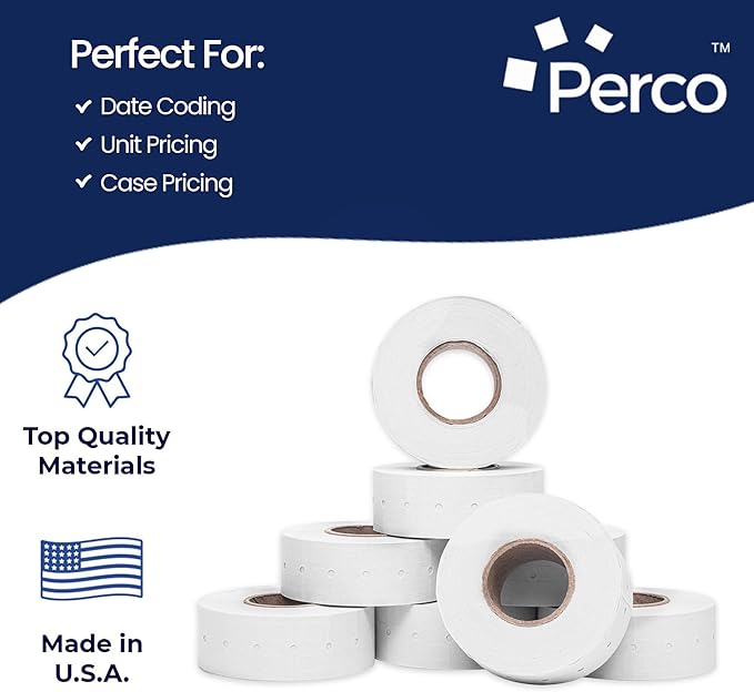 Perco 1 Line White Labels - Case of 30 Sleeves, 240,000 Blank Pricing Labels for Perco 1 Line Price and Date Guns
