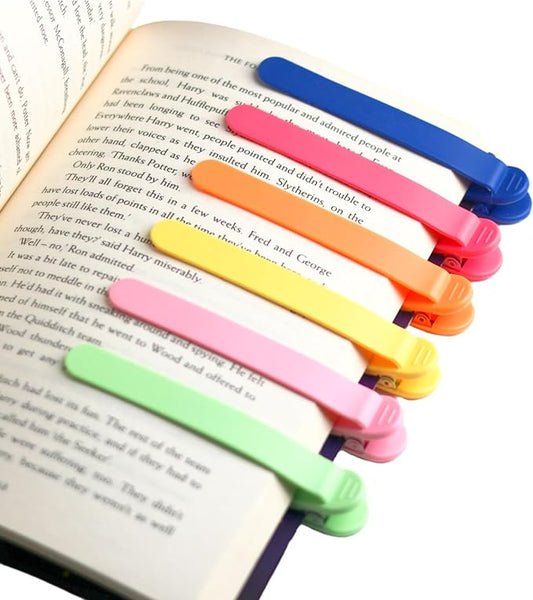 6pcs Silicone Automatic Bookmarks, Book Marks Gifts for Reading Women, Men, Kids, Book Lovers, Readers, Unique Cute Book Accessories, Stay in Place and Follow as You Read"