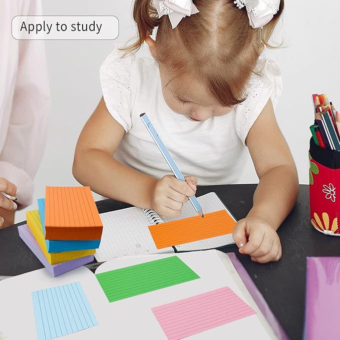 1200 Pieces Index Cards Ruled 3 x 5 Color Index Cards Bulk, Flash Cards, Study Cards, Note Cards for Learning School and Office Uses, 10 Colors