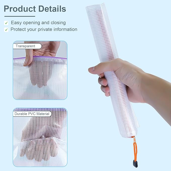 32pcs Mesh Zipper Pouch Bags, 8 Sizes Zipper Pouch, Mesh Bags With Zipper, Plastic Zipper Pouches, 8 Colors Zipper Pouches for Organizing, Board Game Storage, Travel, School Office Organize