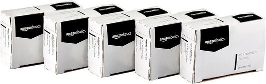 Amazon Basics No. 1 Paper Clips, Smooth, 1000 Count (10 Pack of 100), Silver