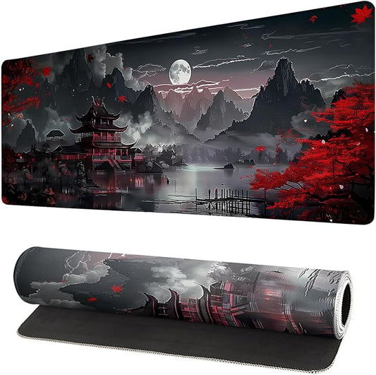 Extended Gaming Mouse Pad, Large Gaming Mouse Waterproof with Stitched Edges, Non-Slip Desktop Pad for Home and Office, Level Up Your 31.5x11.8 Inch… (Japanese Style)