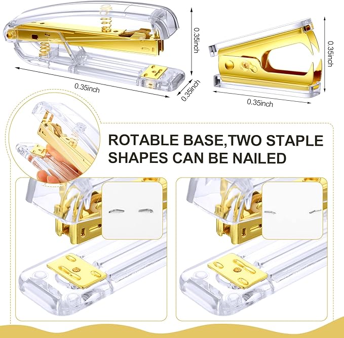 Desk Accessories Office Supplies Set, Christian Charity Donation Supplies Acrylic Stapler Set Staple Remover Tape Dispenser Desk Organizer Pen Holder Binder Paper Clips Ballpoint Scissor(Gold)
