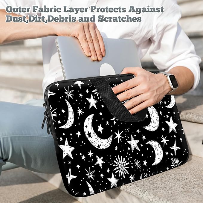 Universal Laptop Sleeve Tablet Case 12 inch, Moons Stars Slim Carrying Case Durable Handbag Travel Laptop Bag for Surface Pro 9 8 7/Laptop Go 2 3, MacBook Air 11/12