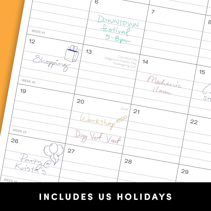 PAPERAGE Calendar 2025-12 Month (Black), Minimalist Wall and Desk Calendar with Monthly Views and Yearly Plans – Large (17 in x 22 in)