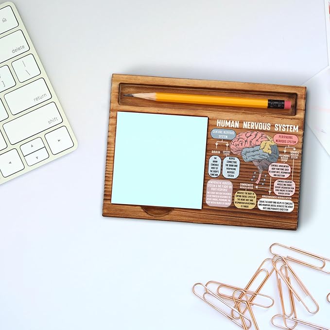 vizuzi The Human Nervous System Brain Sticky Note Holder, Fight or Flight Response CBT DBT EMDR Psychologist School Counselor Therapy Office Decor Self-Stick Note Pad Holders ZSS48