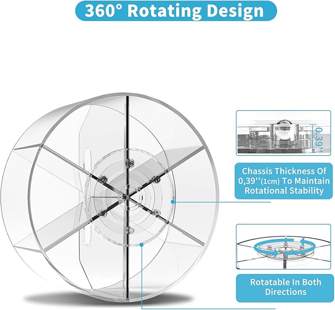 Rotating Art Supply Organizer 2 Pcs, Clear Marker Organizer Pen Holder for Desk, Colored Pencil Organizer Desktop Organizer for Kids, Acrylic Lazy Susan Organizer