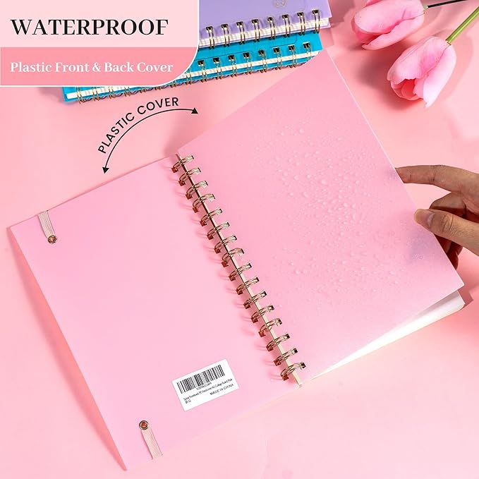Yoment Spiral Notebook College Ruled A5 Spiral Bound Journal 160 Pages Thick Paper Plastic Hardcover Spiral Notebook 5x7 Wire Bound Notebooks for Note Taking School Office Supplies,Pink