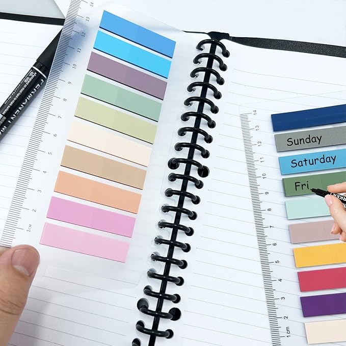 WSCHU 1120pcs Sticky Tabs - Writable Translucent Sticky Note Tabs, Repositionable Book Flags, Annotation Supplies