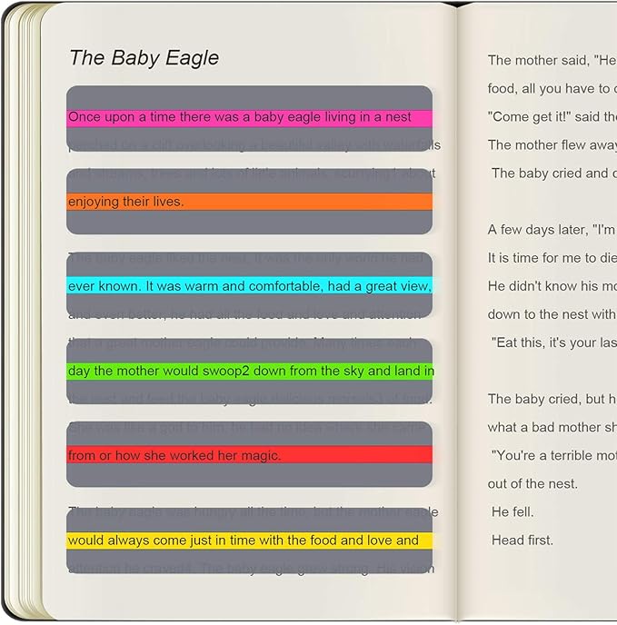 Guided Reading Strips Highlight Strips Colored Overlay Highlight Bookmarks Help with Dyslexia for Crystal Children and Teacher Supply Assistant (6 Pieces)