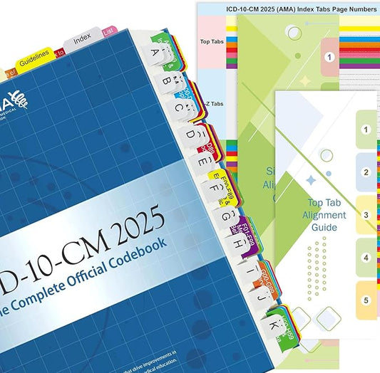 Index Tabs for ICD-10-CM 2025 The Complete Official Codebook-AMA Version, Complete Book Tabs Set to Index All Important Parts, Laminated Durable with Blank Tabs & Page Numbers (Book Not Included)