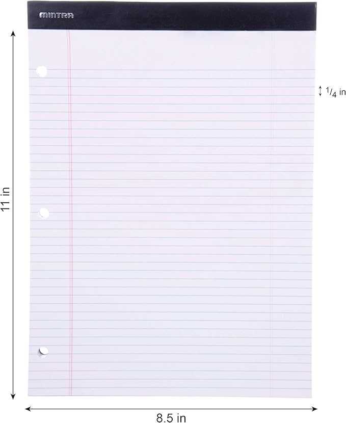 Mintra Office Legal Pads (Double Pad 3pk (White), 8.5in x 11in (Narrow Ruled))