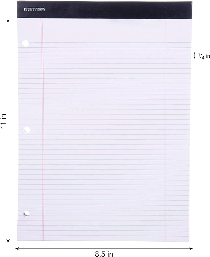 Mintra Office Legal Pads (Double Pad 3pk (White), 8.5in x 11in (Narrow Ruled))