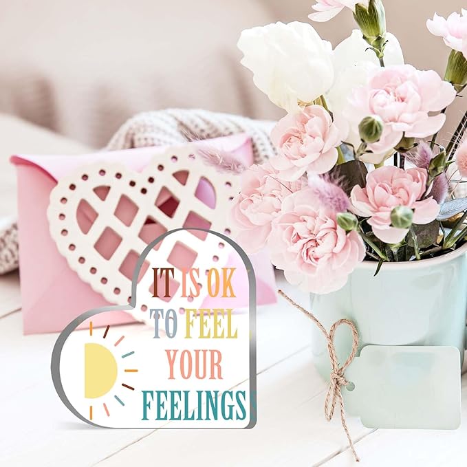 Mental Health Awareness Decor, Psychotherapy Affirmations Heart Acrylic Sign, School Counselor Sign, Therapy Office Decor, Positive Sayings Gifts for School Home Therapy Office Living Room Bedroom